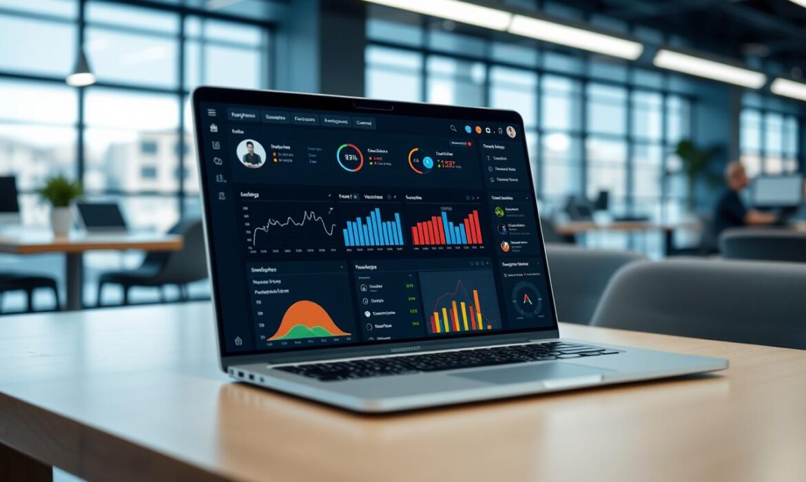 Social media management tools dashboard on a laptop screen