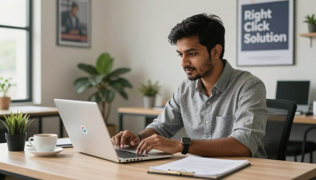 Owner completing a Google Business Profile for a local business